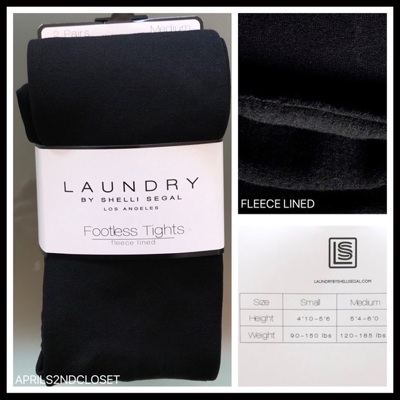 2 BLACK FLEECE LINED LEGGINGS TIGHTS A3C - Picture 9 of 15